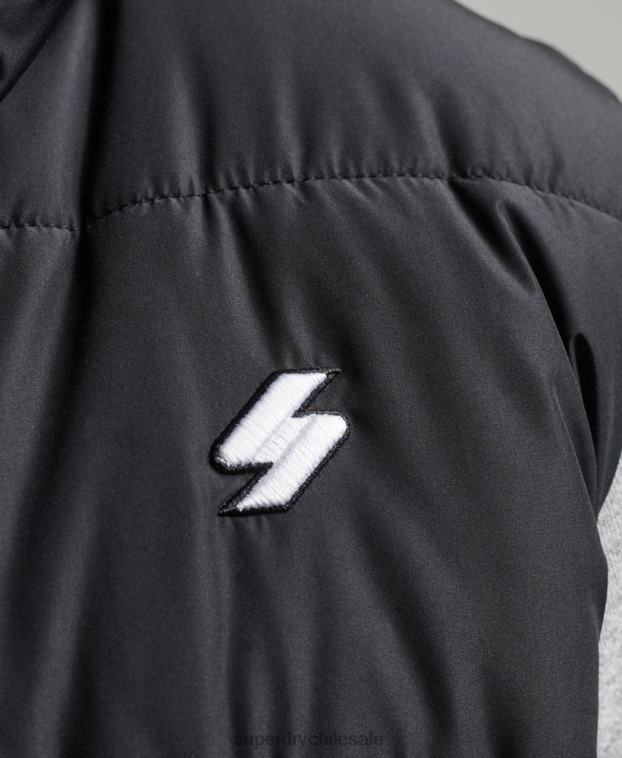 hombres Superdry negro chaleco deportivo acolchado sin capucha 2R68Z1102