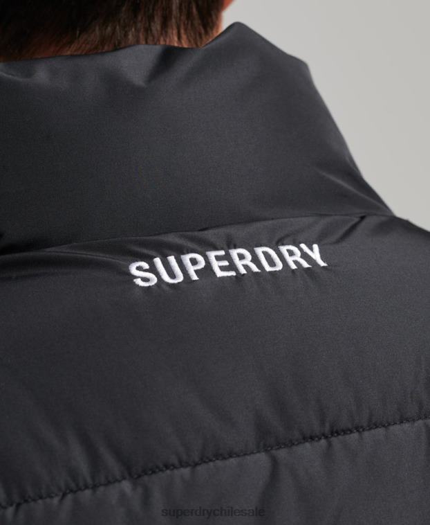 hombres Superdry negro chaleco deportivo acolchado sin capucha 2R68Z1102