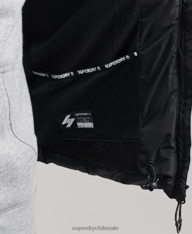 hombres Superdry negro chaleco deportivo acolchado sin capucha 2R68Z1102