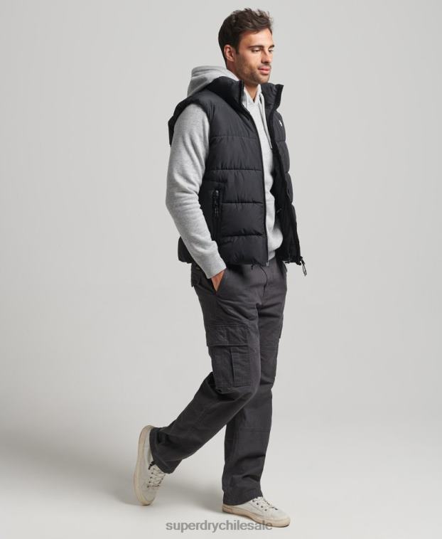 hombres Superdry negro chaleco deportivo acolchado sin capucha 2R68Z1102
