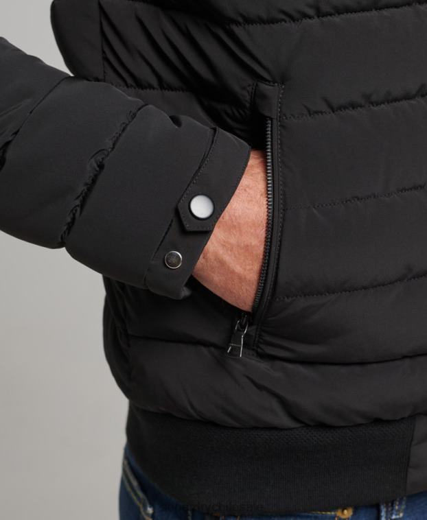 hombres Superdry negro chamarra Harrington acolchada 2R68Z1010