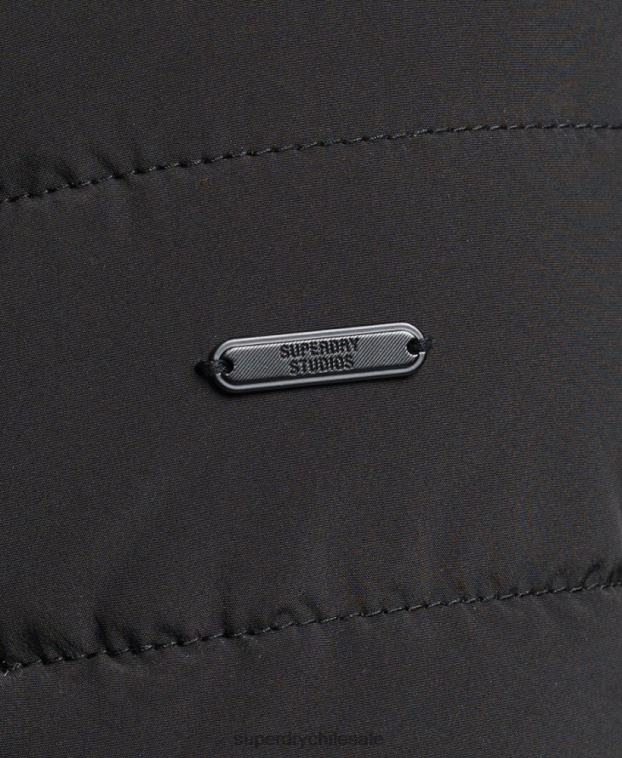 hombres Superdry negro chamarra Harrington acolchada 2R68Z1010