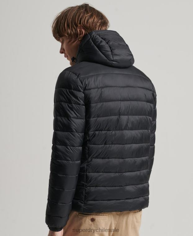 hombres Superdry negro chamarra acolchada clásica con capucha 2R68Z1087