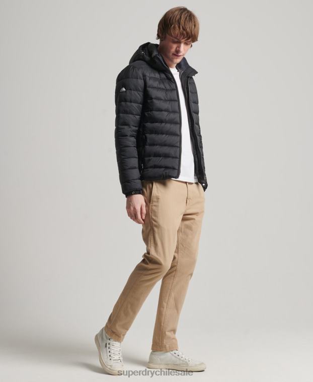 hombres Superdry negro chamarra acolchada clásica con capucha 2R68Z1087