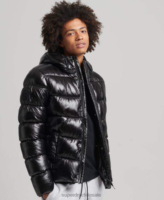hombres Superdry negro chamarra acolchada xpd sports luxe 2R68Z4682