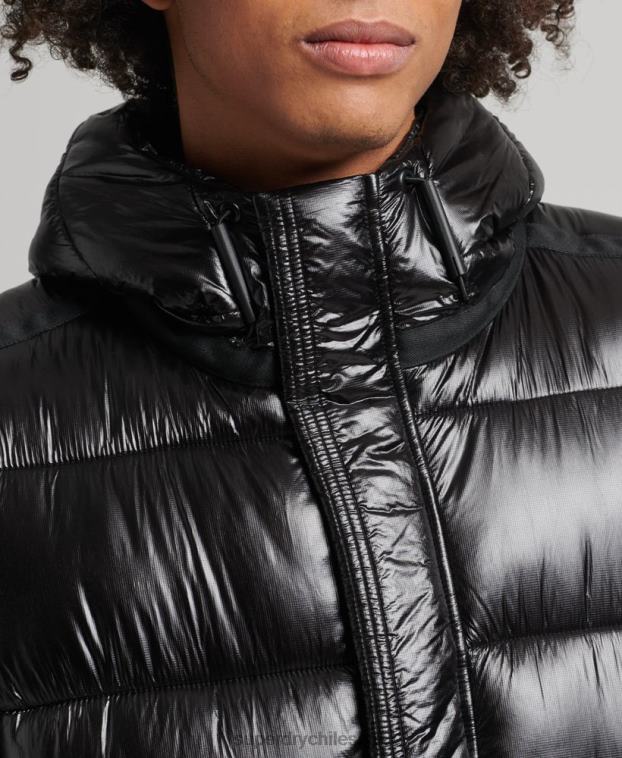 hombres Superdry negro chamarra acolchada xpd sports luxe 2R68Z4682