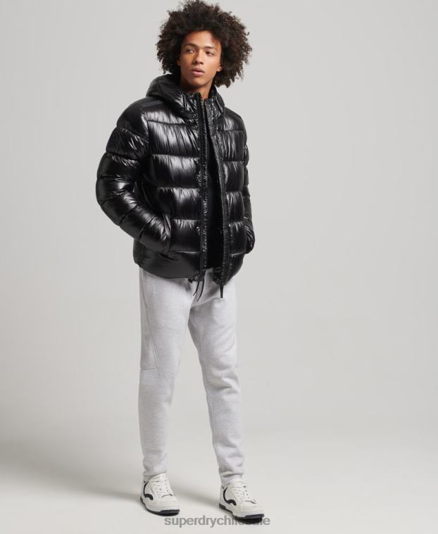 hombres Superdry negro chamarra acolchada xpd sports luxe 2R68Z4682