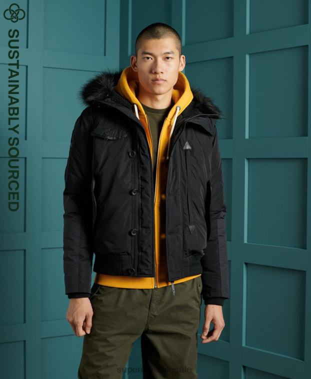 hombres Superdry negro chamarra bomber de rescate chinook 2R68Z4732