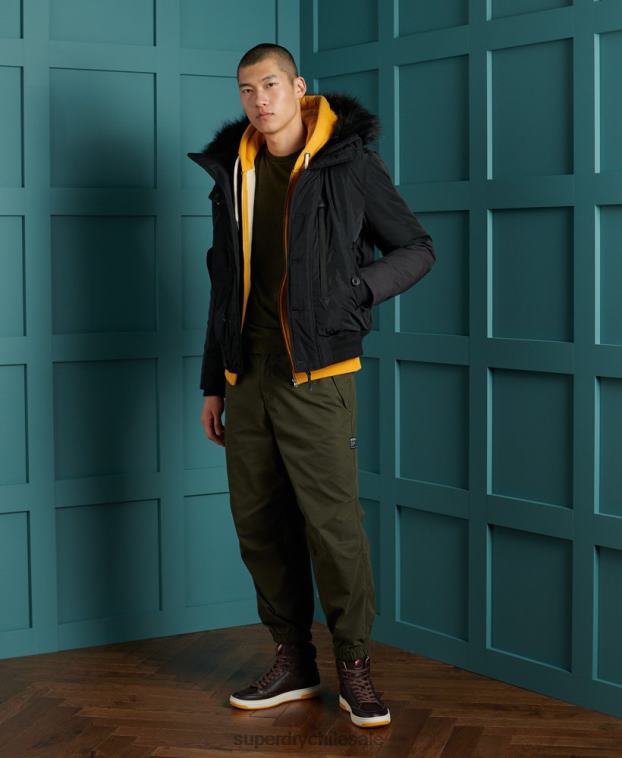 hombres Superdry negro chamarra bomber de rescate chinook 2R68Z4732