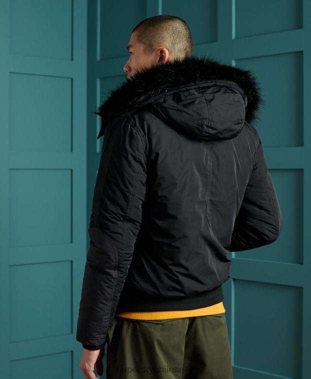 hombres Superdry negro chamarra bomber de rescate chinook 2R68Z4732