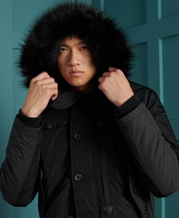 hombres Superdry negro chamarra bomber de rescate chinook 2R68Z4732