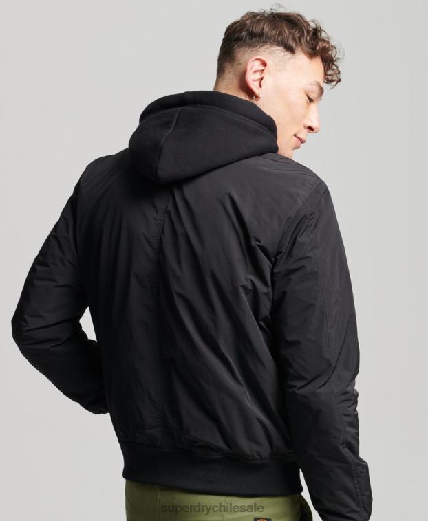 hombres Superdry negro chamarra bomber de vuelo militar 2R68Z1159