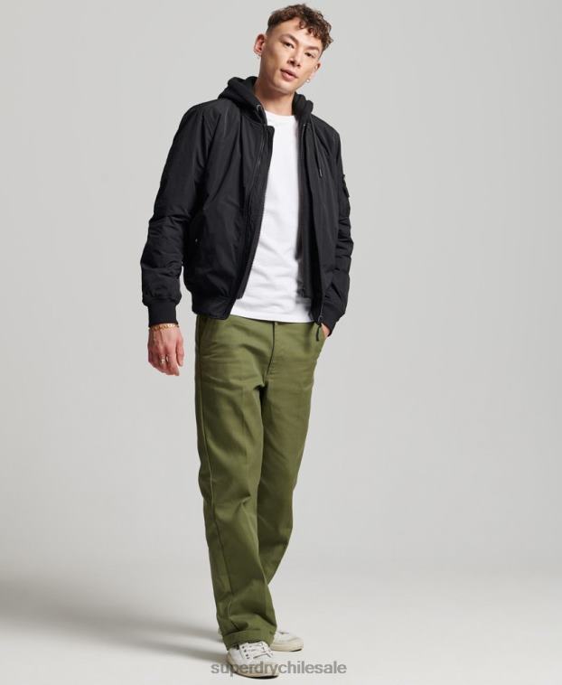 hombres Superdry negro chamarra bomber de vuelo militar 2R68Z1159
