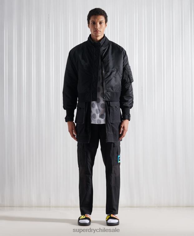 hombres Superdry negro chamarra bomber doble sdx edición limitada 2R68Z5555