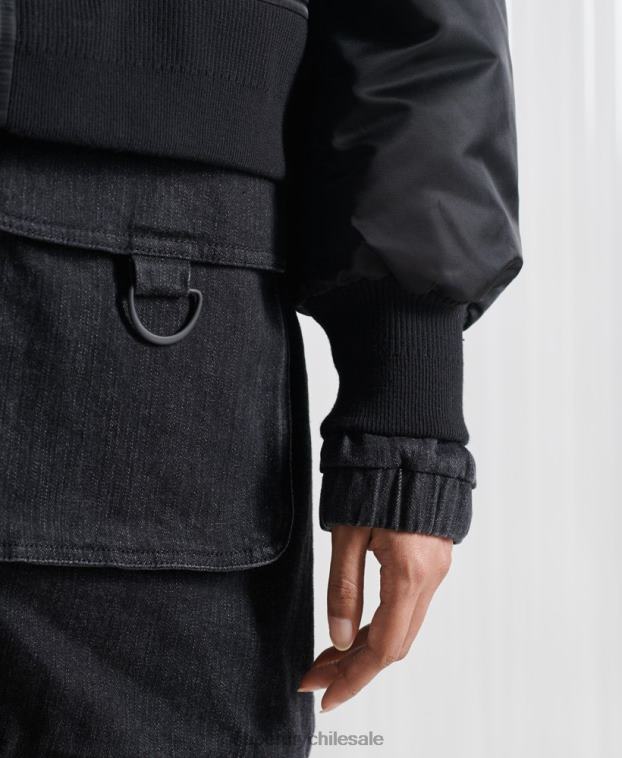 hombres Superdry negro chamarra bomber doble sdx edición limitada 2R68Z5555
