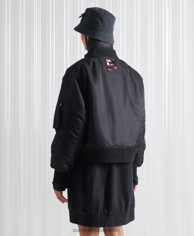 hombres Superdry negro chamarra bomber doble sdx edición limitada 2R68Z5555