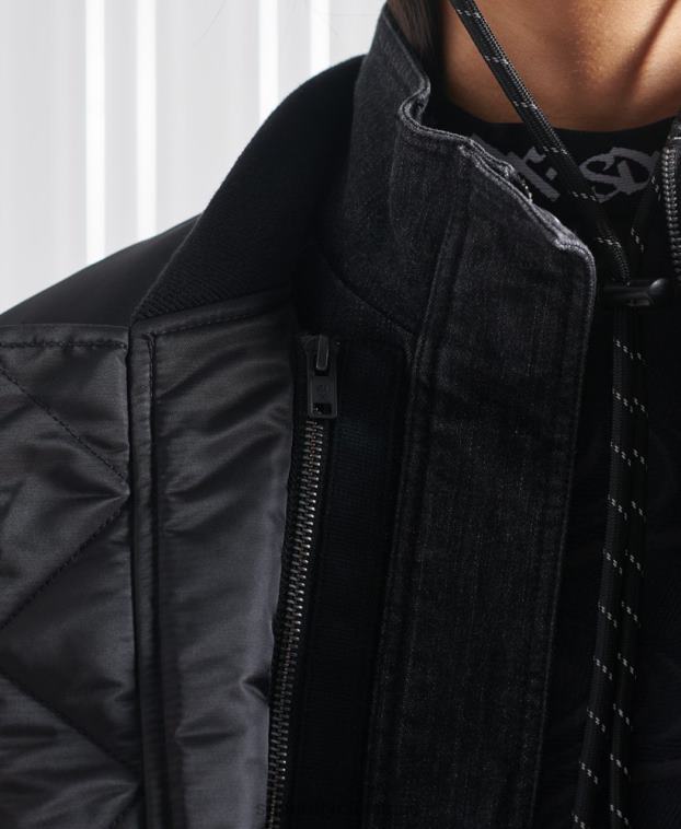 hombres Superdry negro chamarra bomber doble sdx edición limitada 2R68Z5555