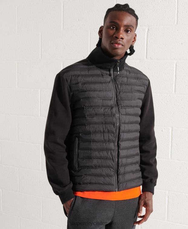 hombres Superdry negro chamarra bomber híbrida de montaña 2R68Z848