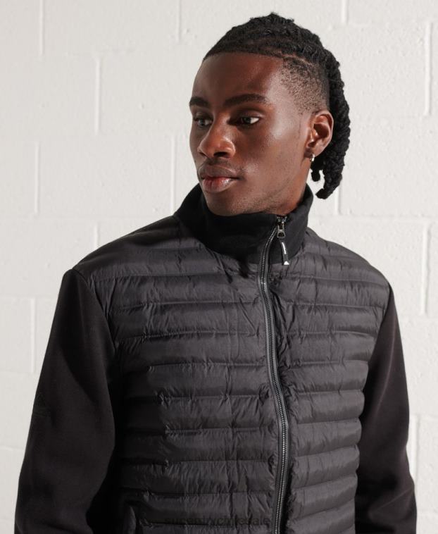 hombres Superdry negro chamarra bomber híbrida de montaña 2R68Z848