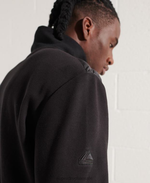 hombres Superdry negro chamarra bomber híbrida de montaña 2R68Z848