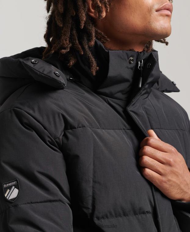 hombres Superdry negro chamarra capitonada con capucha 2R68Z1000