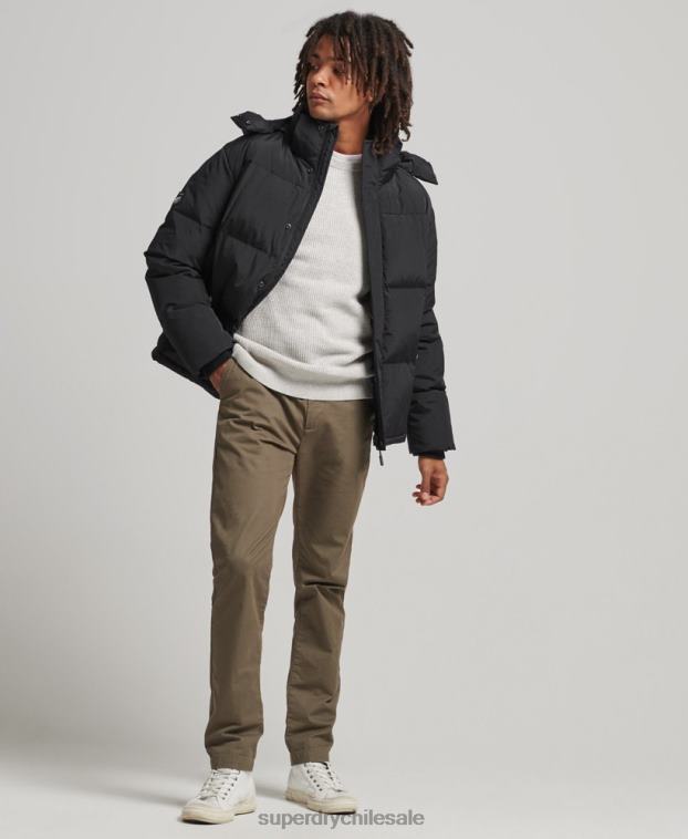 hombres Superdry negro chamarra capitonada con capucha 2R68Z1000