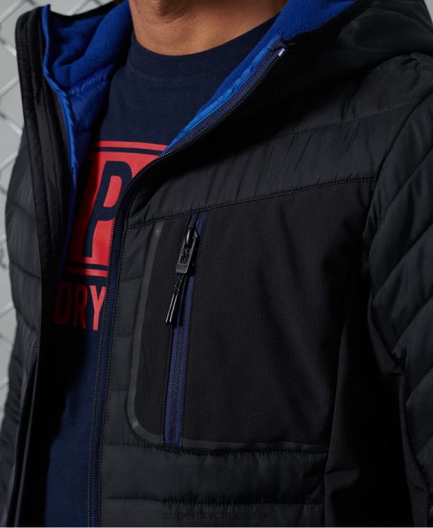 hombres Superdry negro chamarra casual de convección con capucha 2R68Z4774