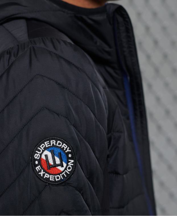 hombres Superdry negro chamarra casual de convección con capucha 2R68Z4774