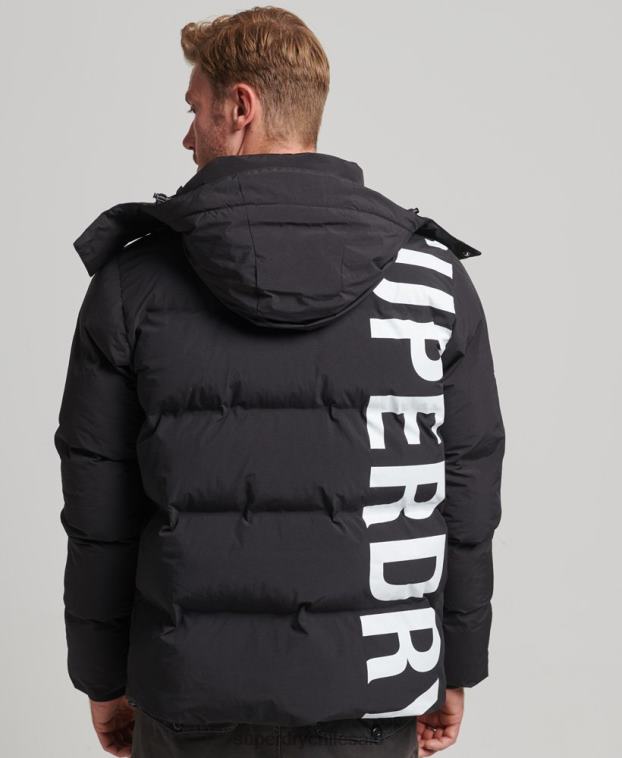hombres Superdry negro chamarra corta acolchada 2R68Z4501