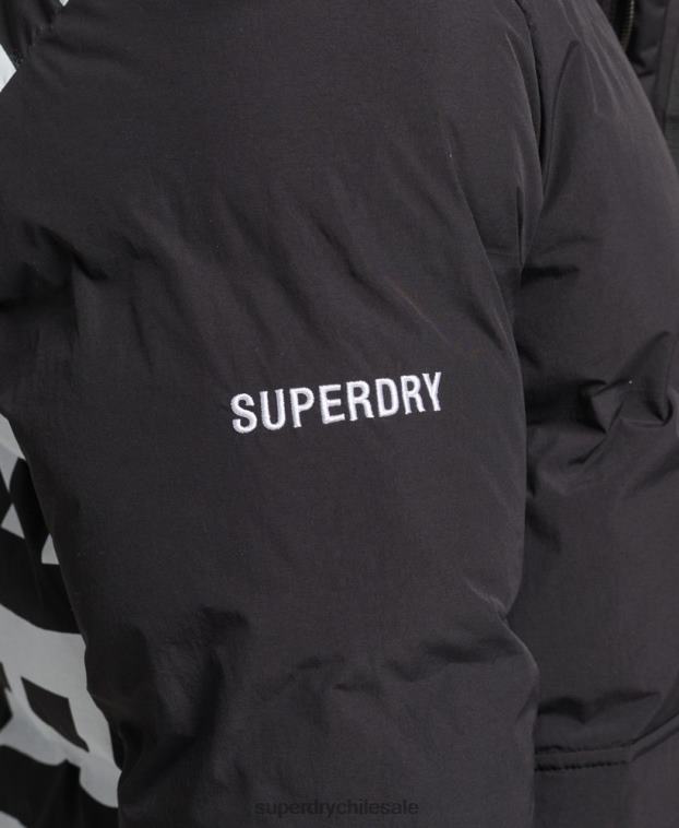 hombres Superdry negro chamarra corta acolchada 2R68Z4501