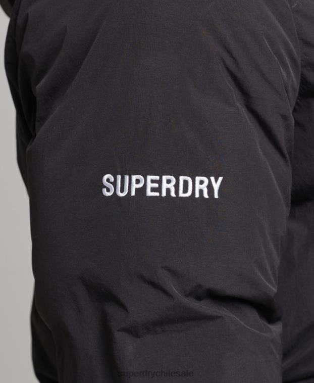 hombres Superdry negro chamarra corta acolchada 2R68Z4535