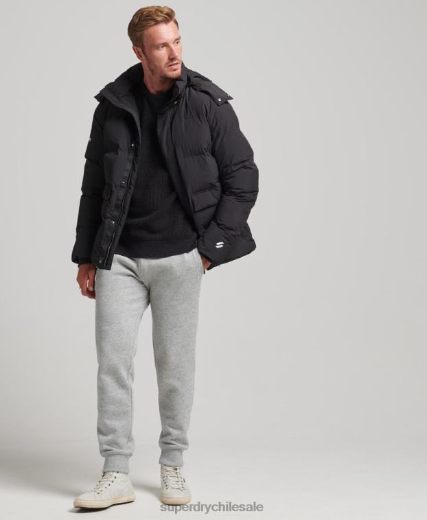 hombres Superdry negro chamarra corta acolchada 2R68Z4535