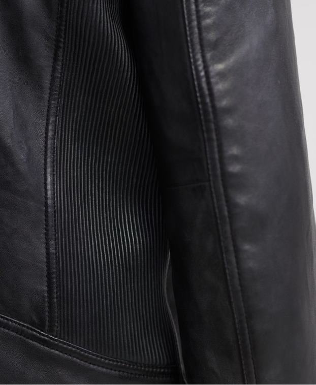 hombres Superdry negro chamarra de carreras de cuero de héroe de la ciudad 2R68Z4758