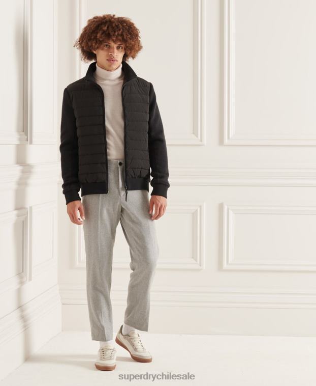 hombres Superdry negro chamarra de mezcla de punto acolchada Studios 2R68Z1125