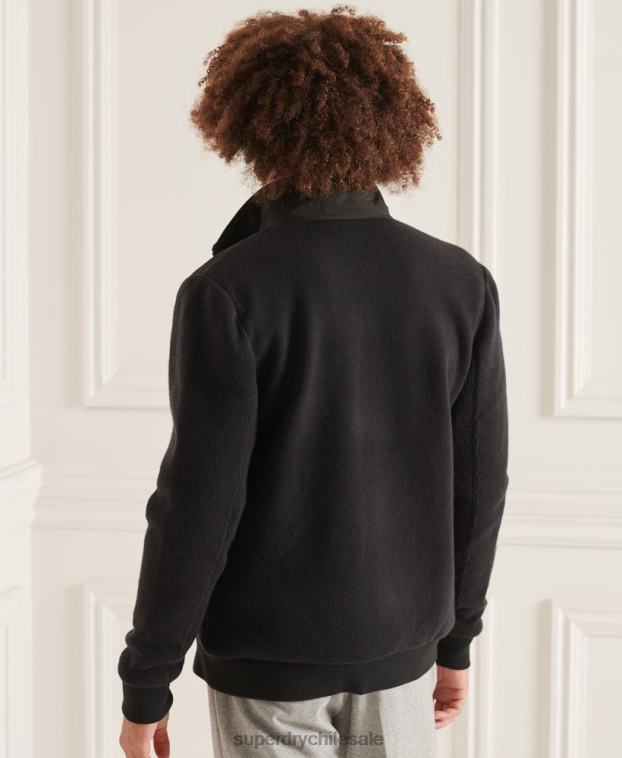hombres Superdry negro chamarra de mezcla de punto acolchada Studios 2R68Z1125