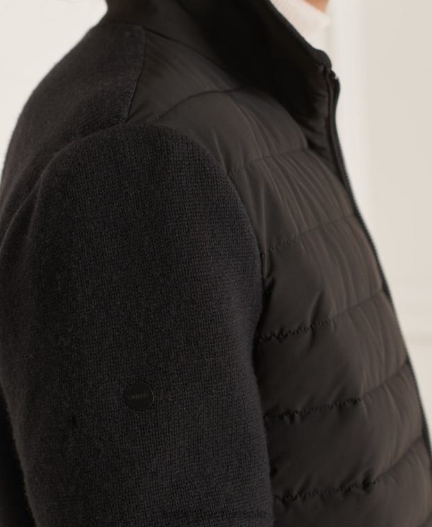 hombres Superdry negro chamarra de mezcla de punto acolchada Studios 2R68Z1125