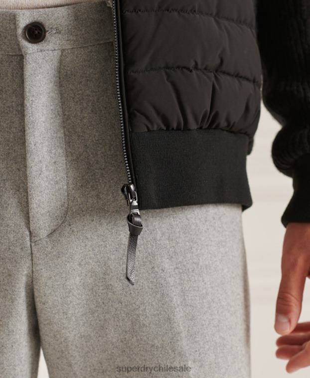 hombres Superdry negro chamarra de mezcla de punto acolchada Studios 2R68Z1125