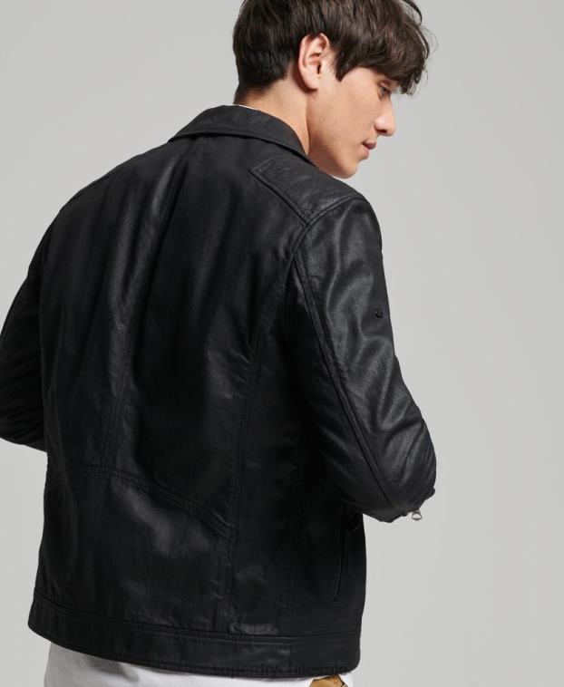hombres Superdry negro chamarra de mezclilla con revestimiento vintage 2R68Z4540