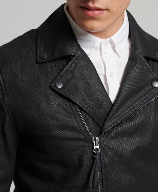 hombres Superdry negro chamarra de mezclilla con revestimiento vintage 2R68Z4540