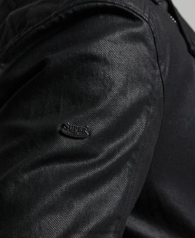 hombres Superdry negro chamarra de mezclilla con revestimiento vintage 2R68Z4540