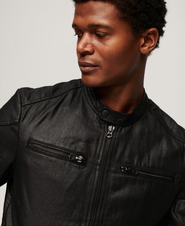 hombres Superdry negro chamarra de mezclilla con revestimiento vintage 2R68Z945