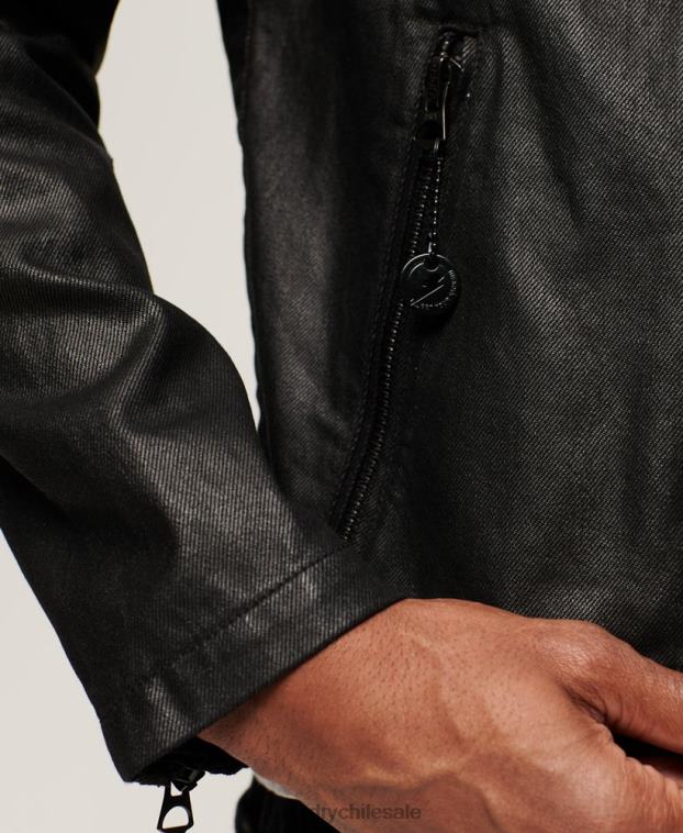 hombres Superdry negro chamarra de mezclilla con revestimiento vintage 2R68Z945