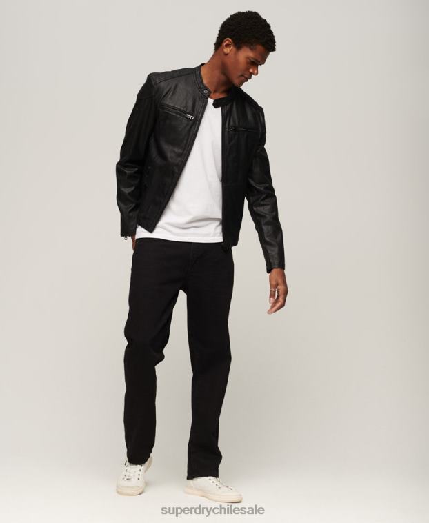 hombres Superdry negro chamarra de mezclilla con revestimiento vintage 2R68Z945