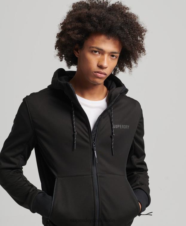 hombres Superdry negro chamarra deportiva de tejido técnico suave 2R68Z1112