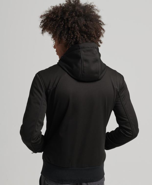 hombres Superdry negro chamarra deportiva de tejido técnico suave 2R68Z1112