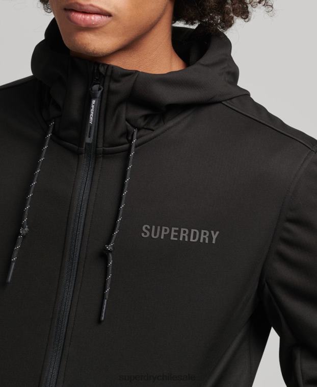 hombres Superdry negro chamarra deportiva de tejido técnico suave 2R68Z1112