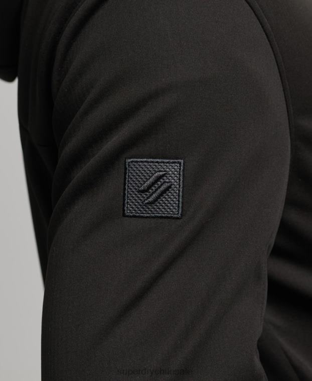 hombres Superdry negro chamarra deportiva de tejido técnico suave 2R68Z1112