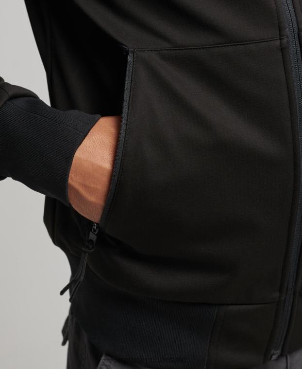 hombres Superdry negro chamarra deportiva de tejido técnico suave 2R68Z1112