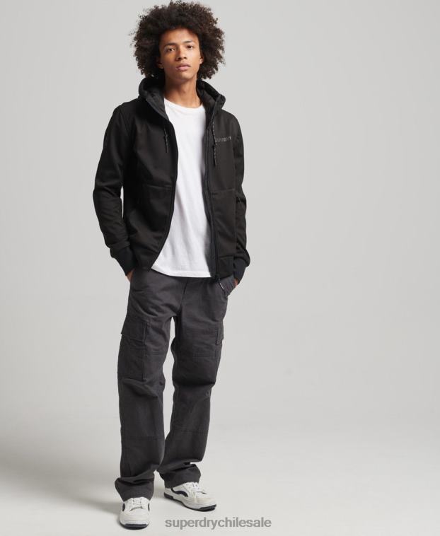 hombres Superdry negro chamarra deportiva de tejido técnico suave 2R68Z1112