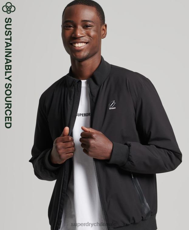 hombres Superdry negro chamarra harrington de entrenamiento de código 2R68Z1109